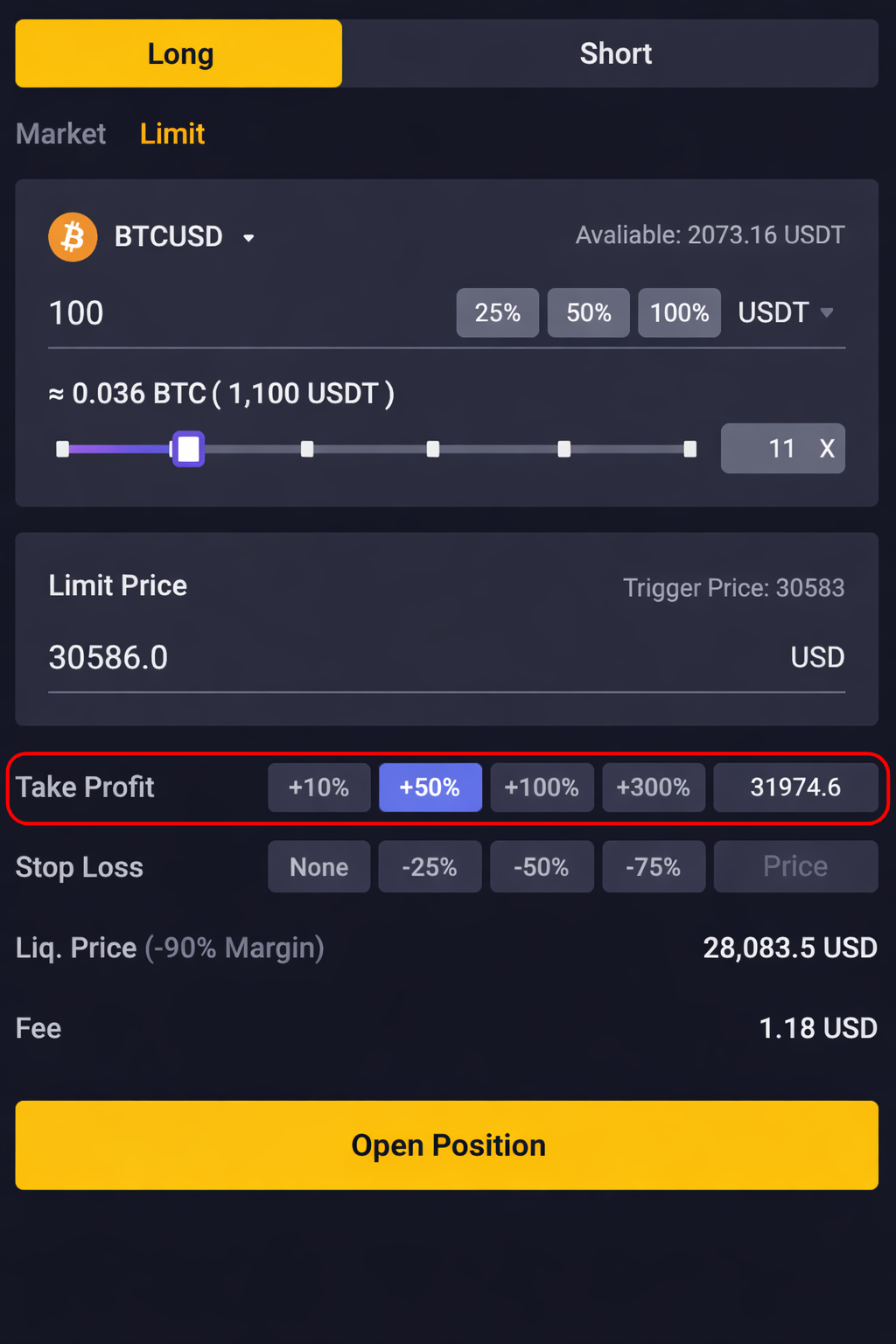 Open Position Interface